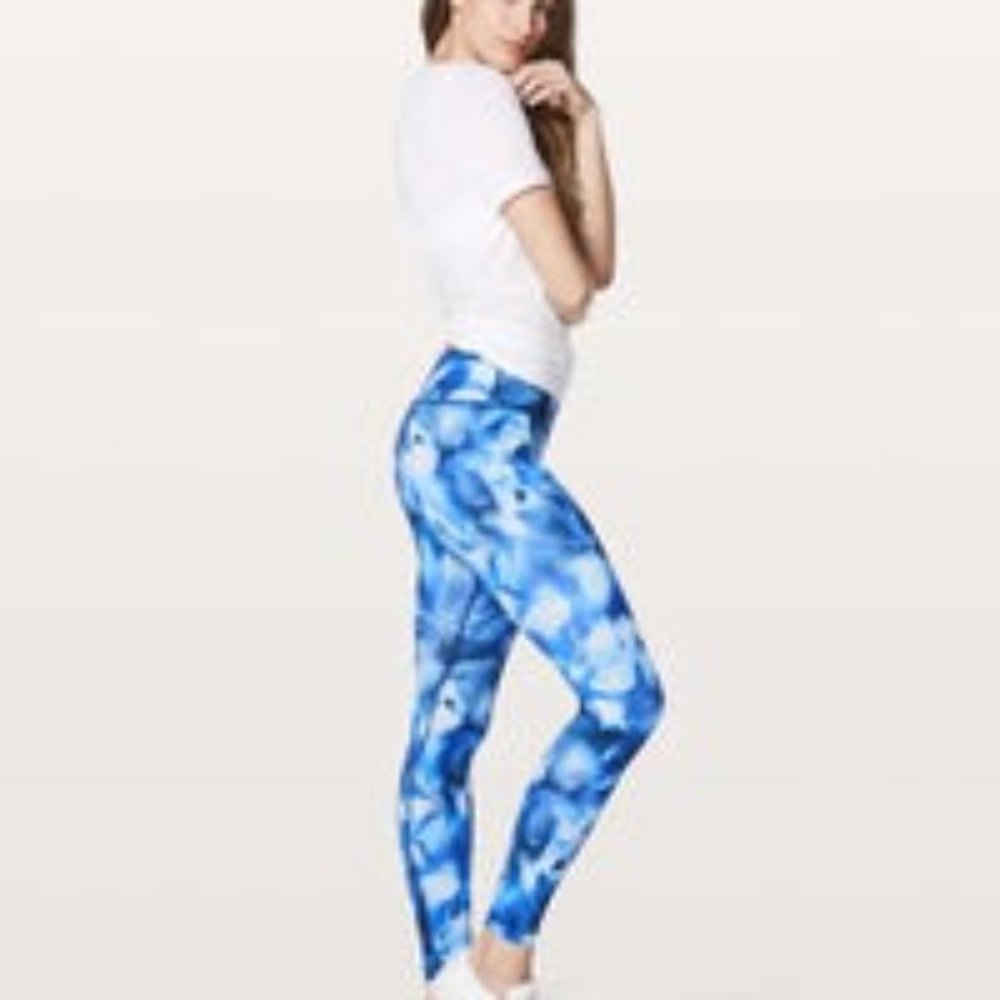 Like NEW Lululemon Wunder Under Blush Blossom Blue Leggings 28" Size 6 - Picture 2 of 12